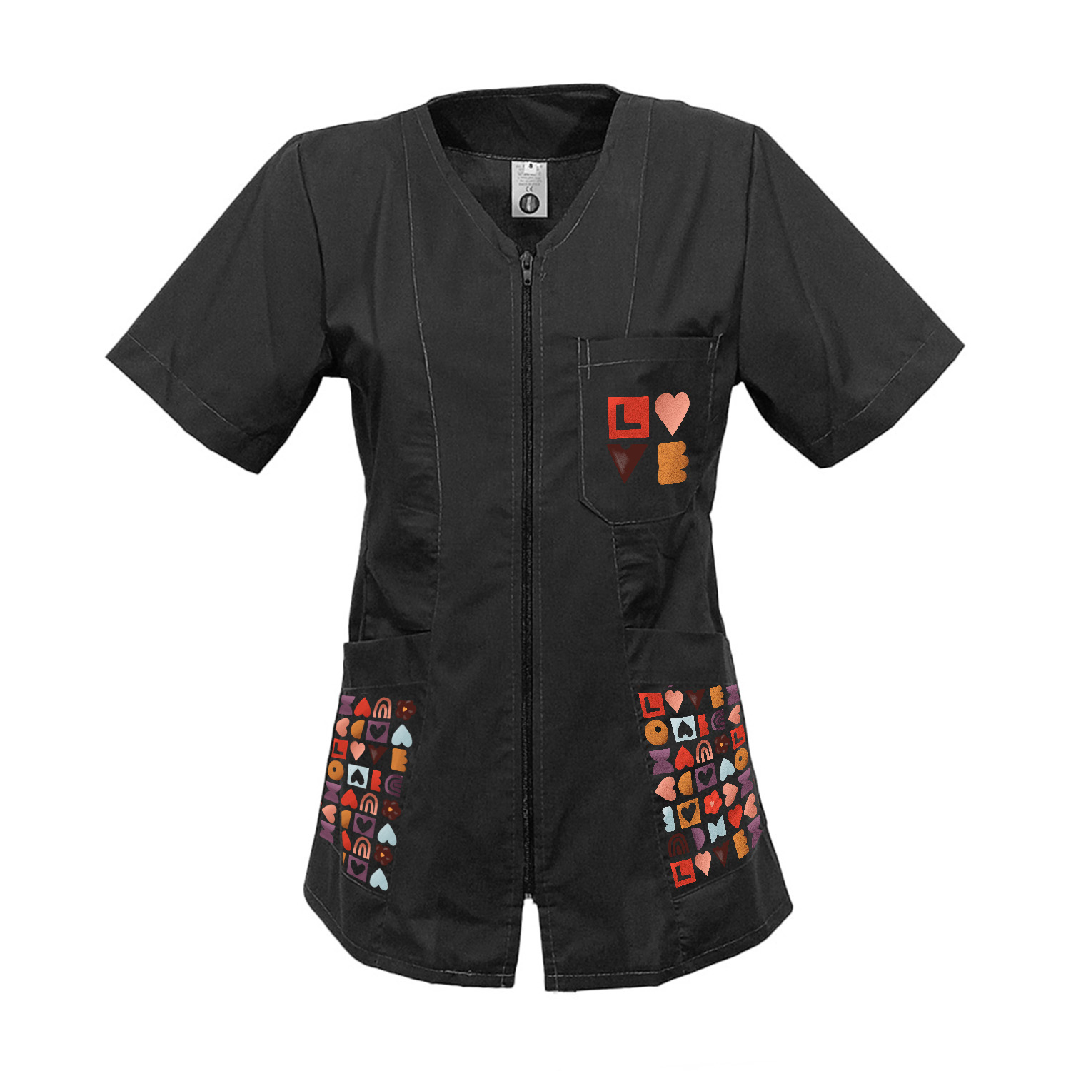 Camice grembiule lavoro Donna zip estetista maestra parrucchiera infermiera e toelettatori san Valentino