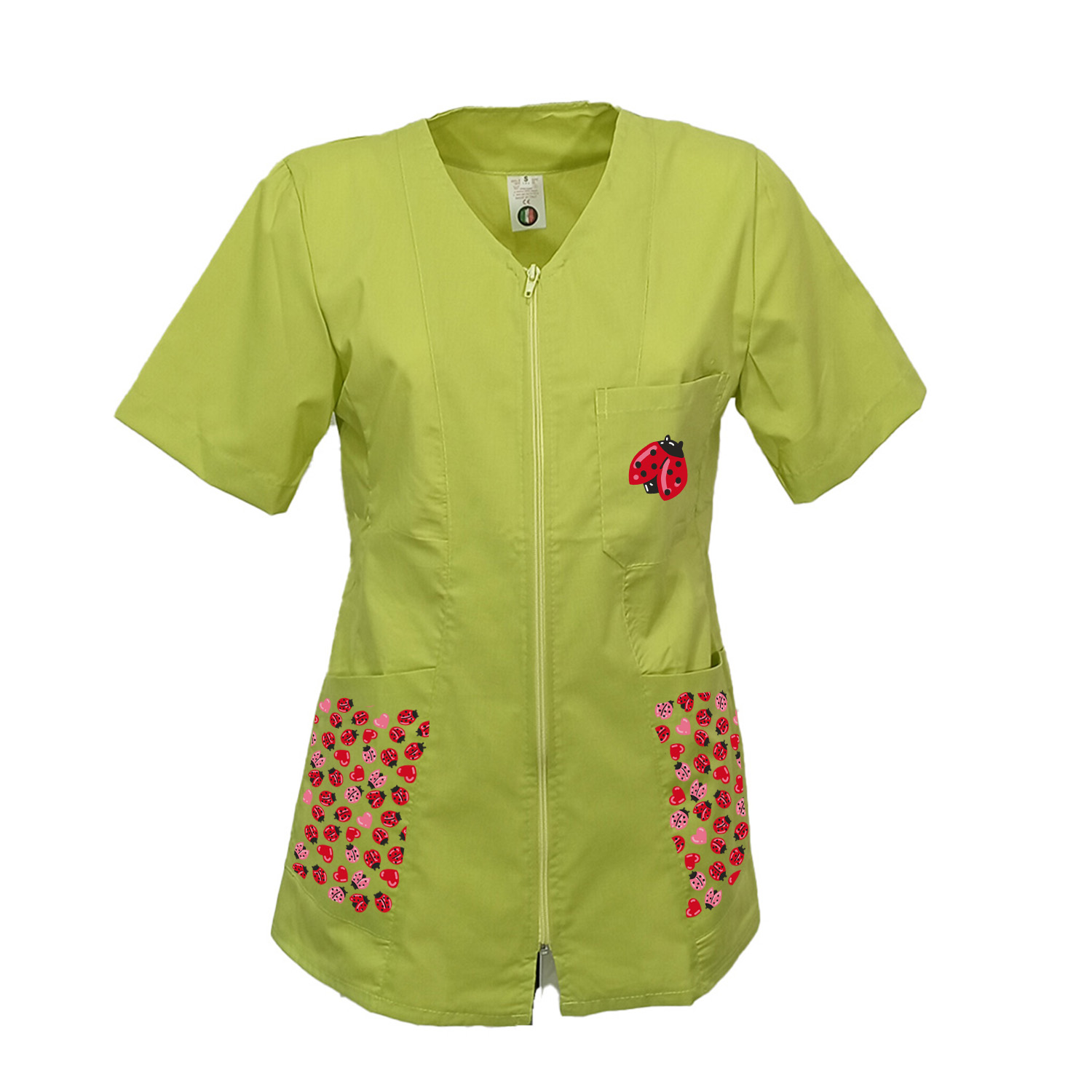 Camice grembiule lavoro Donna zip estetista maestra parrucchiera infermiera e toelettatori san Valentino