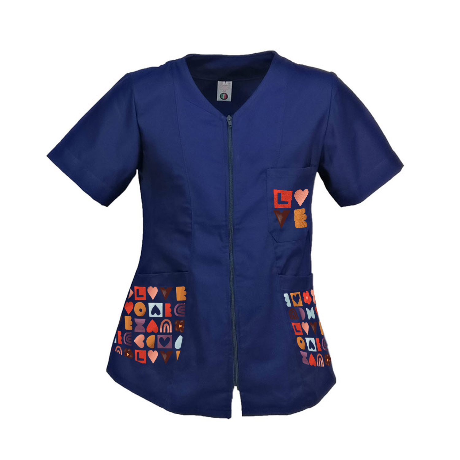 Camice grembiule lavoro Donna zip estetista maestra parrucchiera infermiera e toelettatori san Valentino