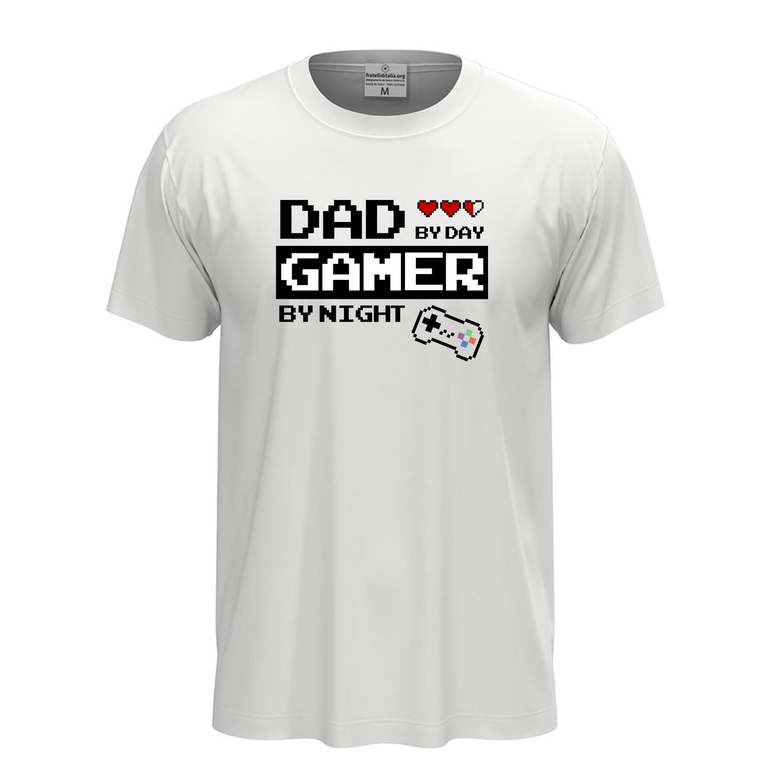 Klassisches Unisex-Kurzarm-T-Shirt mit „GAMER DAD“-Aufdruck, Geschenkidee in verschiedenen Farben und Größen erhältlich.