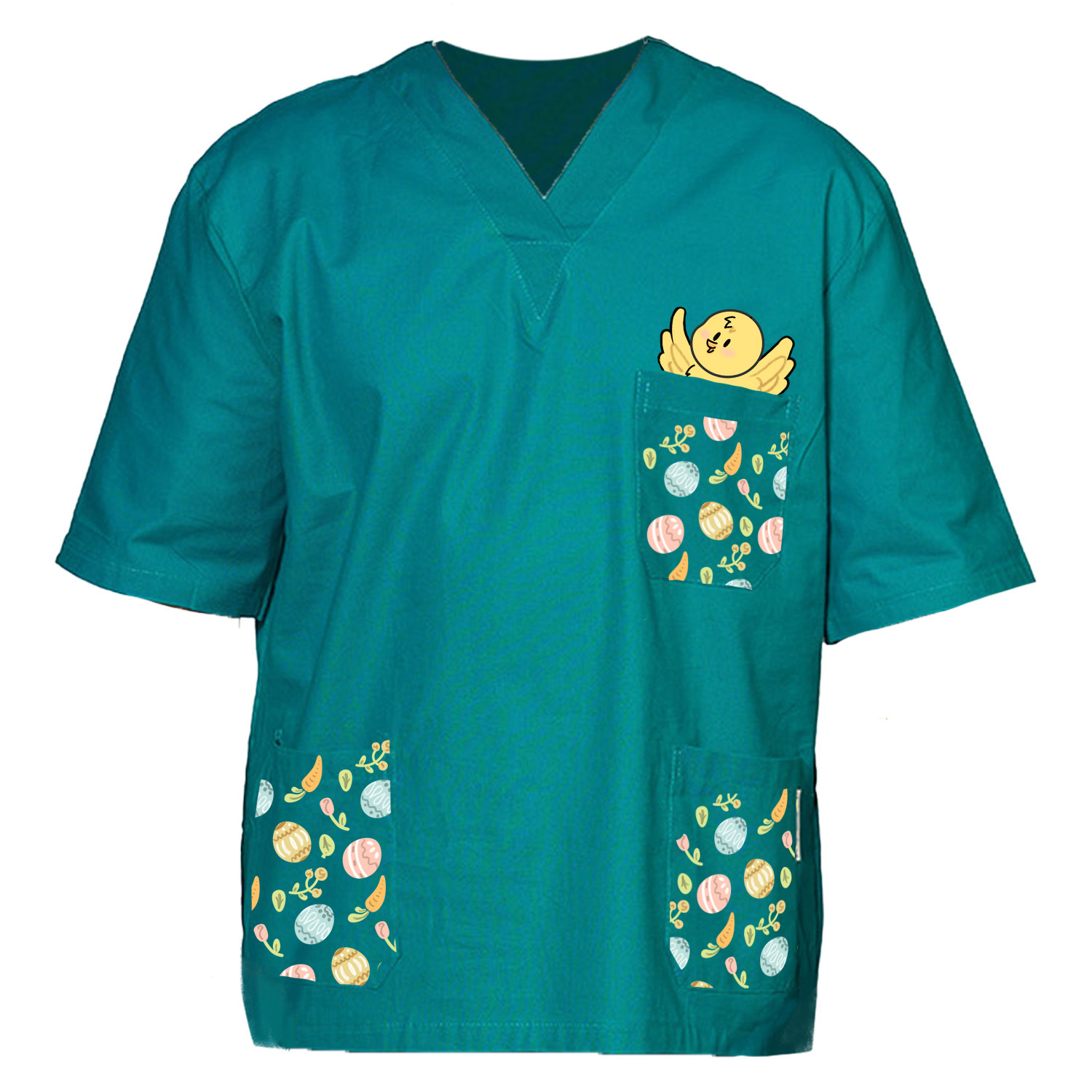 Casacca ospedaliera divisa dottore infermiere Pasqua uova coniglio per pediatria veterinaria