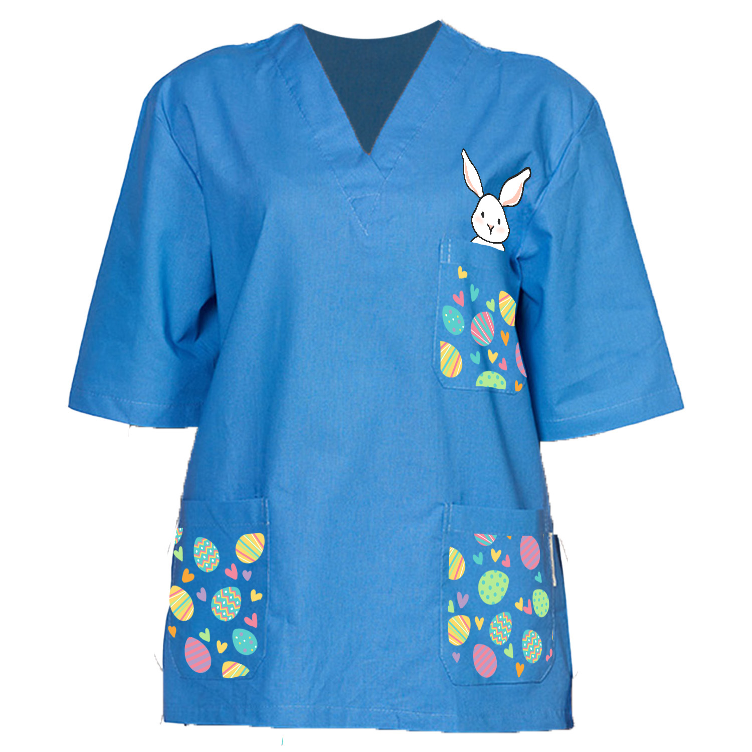 Casacca ospedaliera divisa dottore infermiere Pasqua uova coniglio per pediatria veterinaria