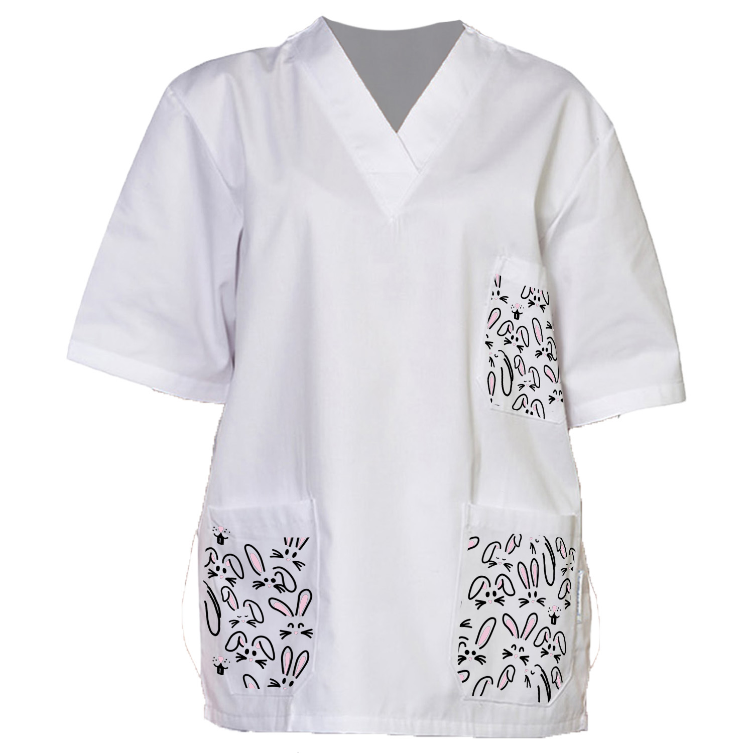 Casacca ospedaliera divisa dottore infermiere Pasqua uova coniglio per pediatria veterinaria