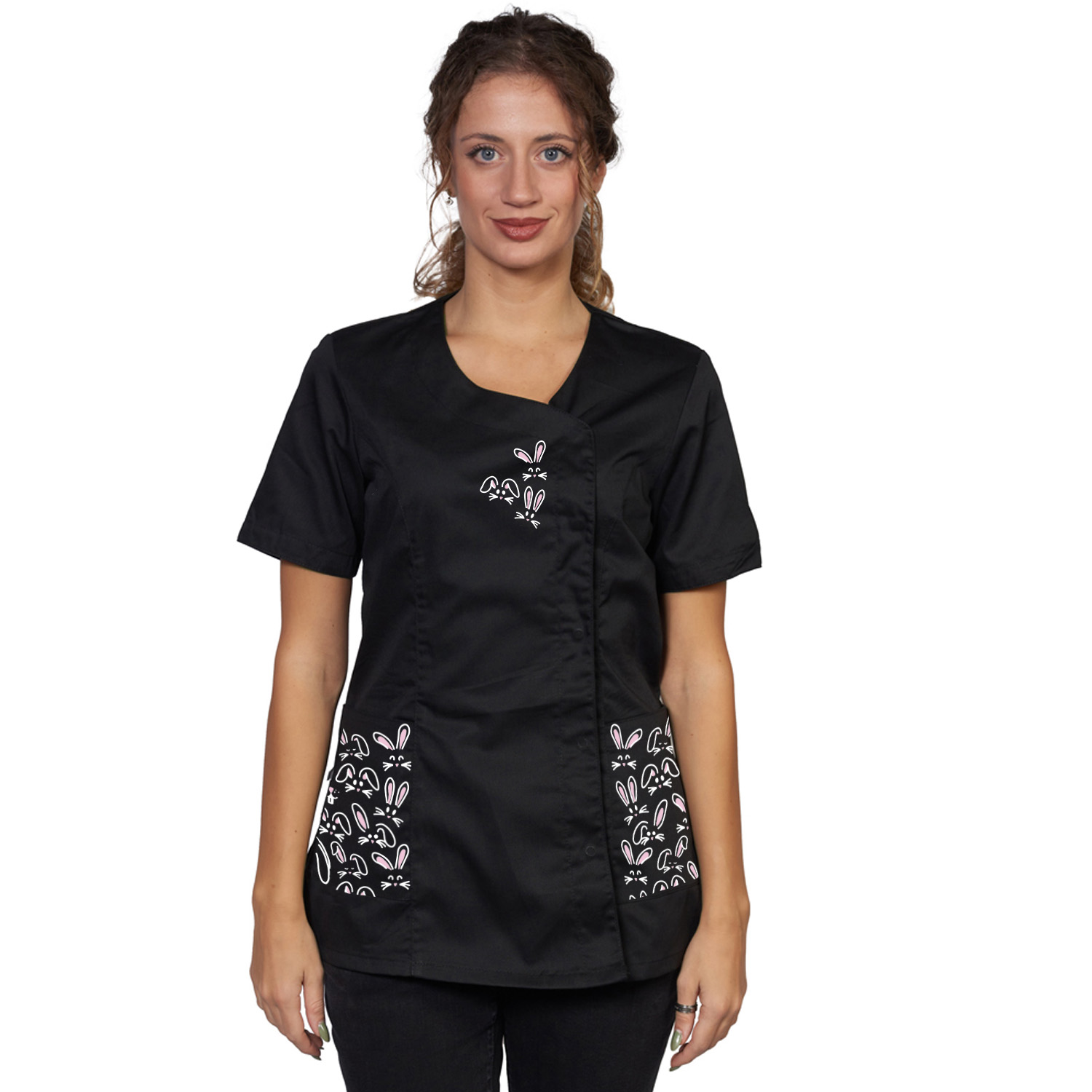 Camice grembiule estetista maestra scuola Pasqua conigli uova carote primaverile abbigliamento asilo infanzia