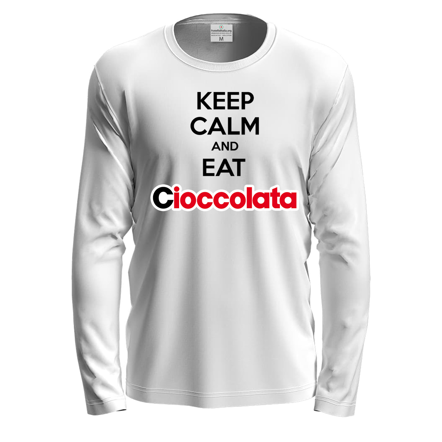 T-shirt maglietta a manica lunga KEEP CALM AND EAT CIOCCOLATA Idea regalo cioccolato bar cioccolateria lavoro bar