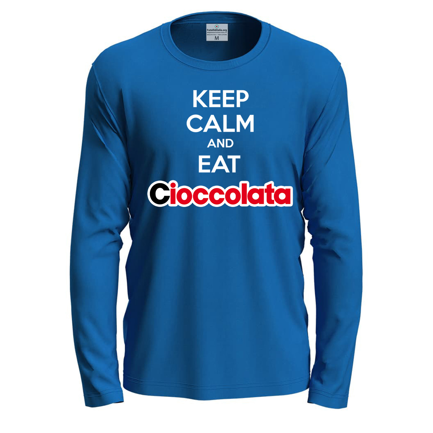 T-shirt maglietta a manica lunga KEEP CALM AND EAT CIOCCOLATA Idea regalo cioccolato bar cioccolateria lavoro bar