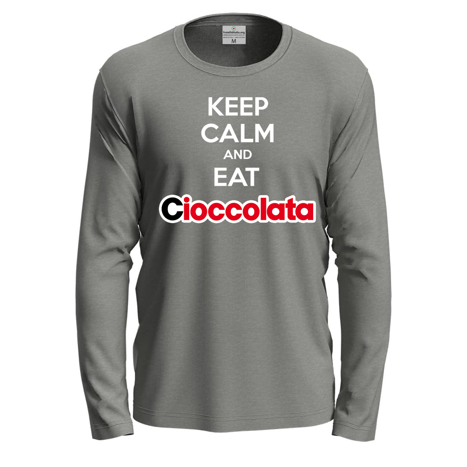 T-shirt maglietta a manica lunga KEEP CALM AND EAT CIOCCOLATA Idea regalo cioccolato bar cioccolateria lavoro bar
