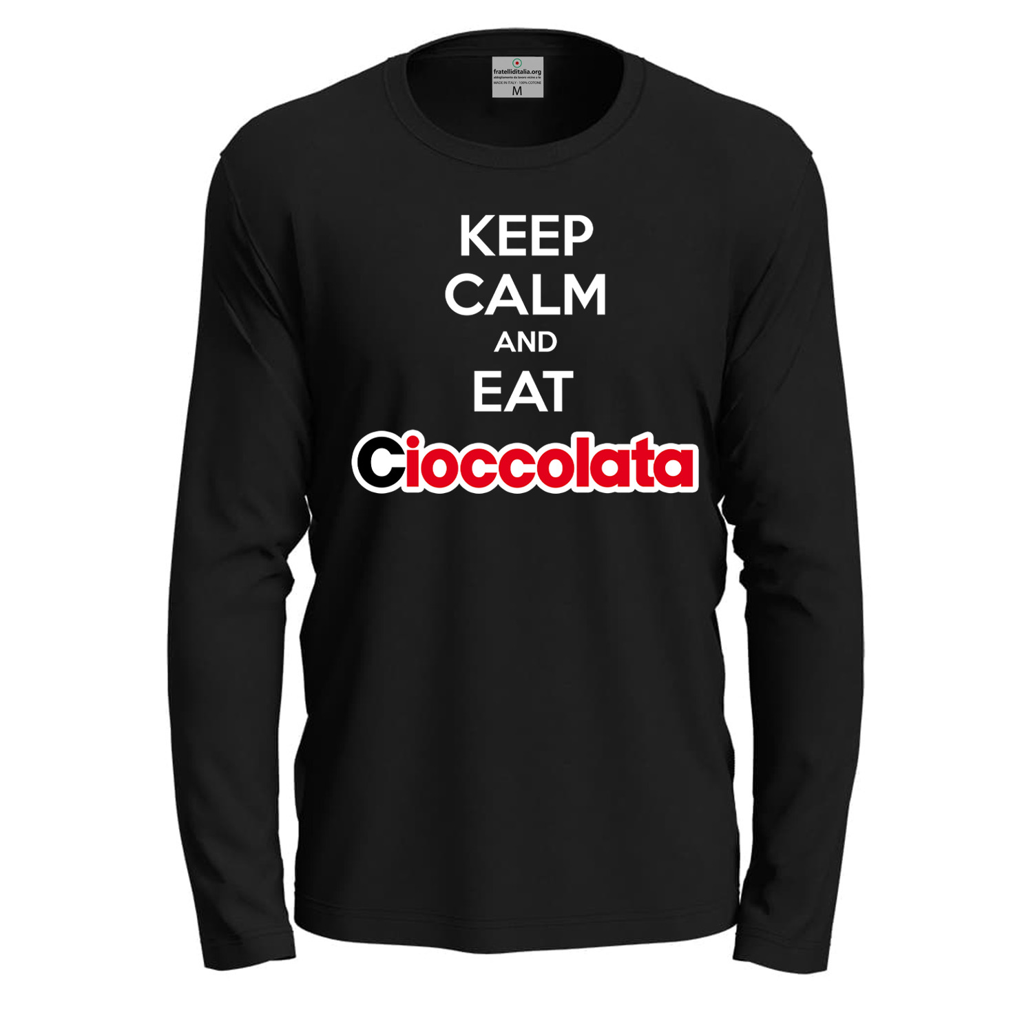 T-shirt maglietta a manica lunga KEEP CALM AND EAT CIOCCOLATA Idea regalo cioccolato bar cioccolateria lavoro bar