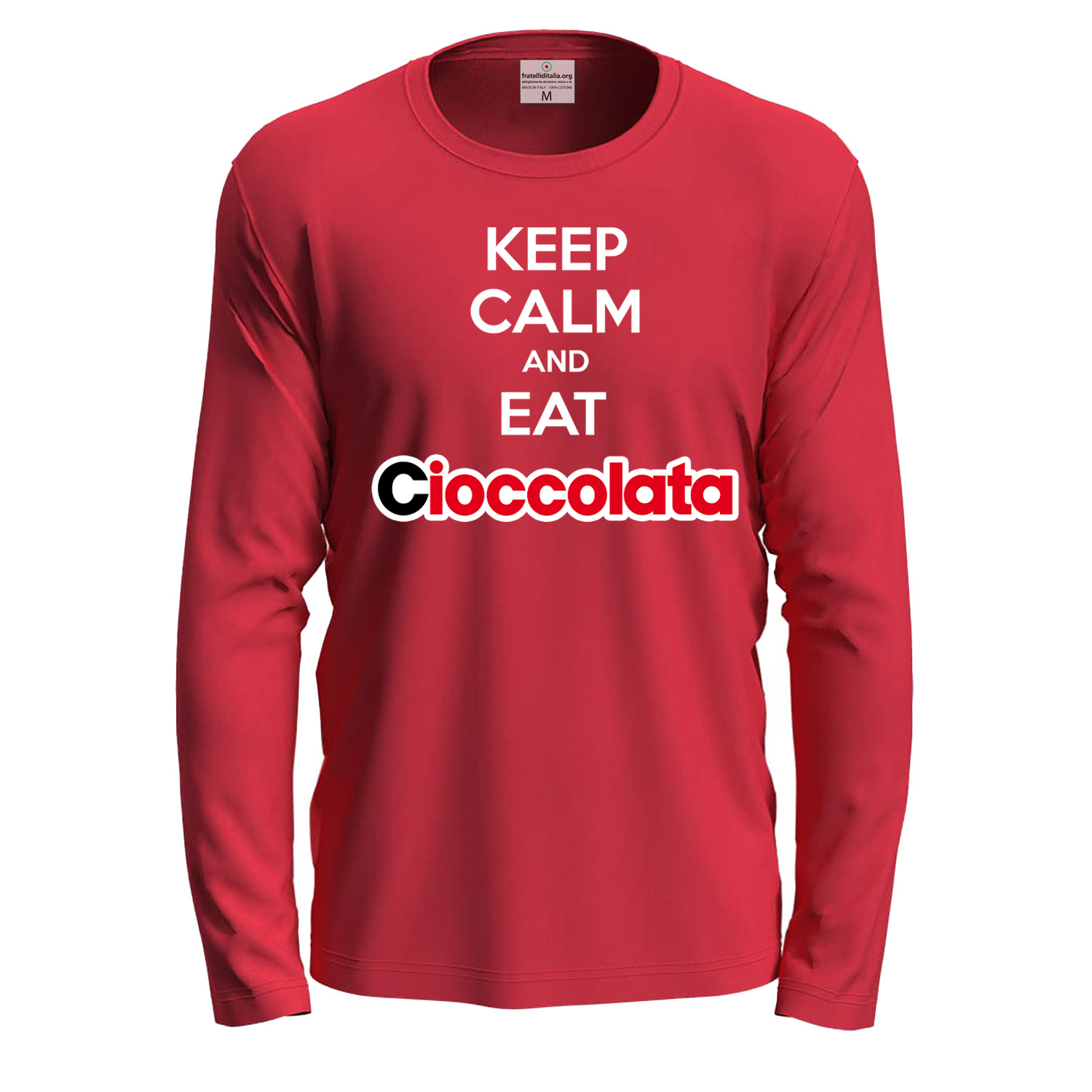 T-shirt maglietta a manica lunga KEEP CALM AND EAT CIOCCOLATA Idea regalo cioccolato bar cioccolateria lavoro bar