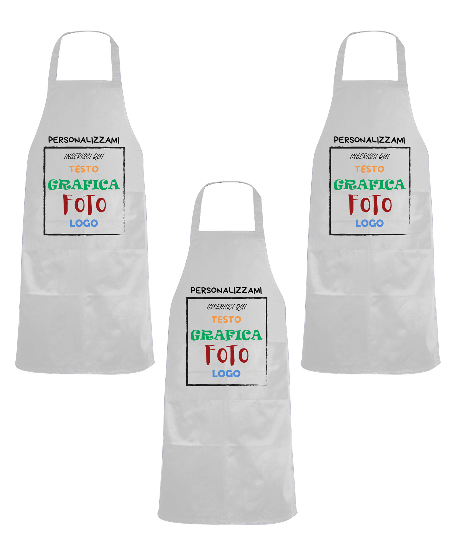 Kit 3 Grembiuli Professionali Personalizzabili Fratelliditalia - Paravanti Traspiranti Regular Fit con Tasca - Made in Italy