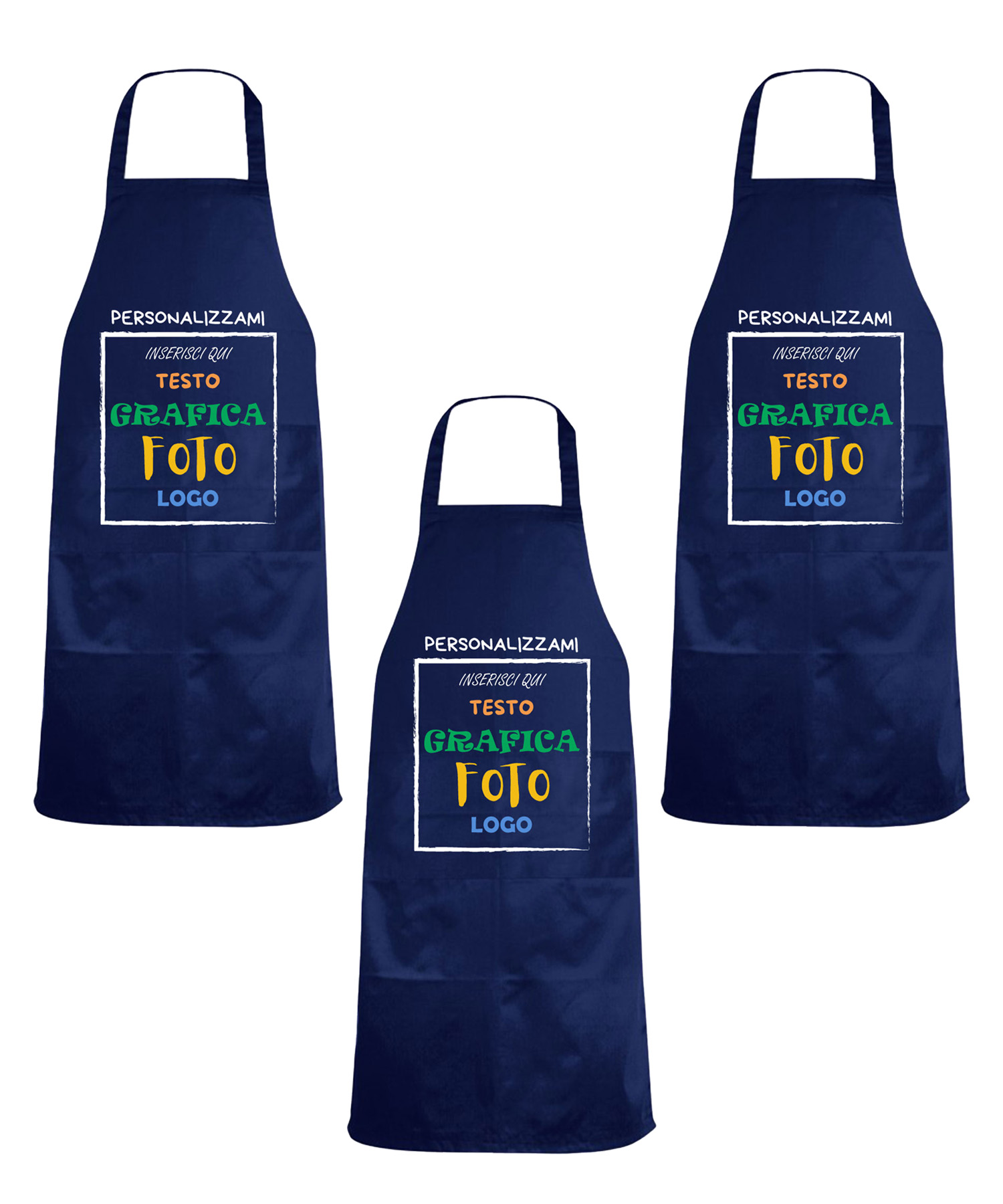 Kit 3 Grembiuli Professionali Personalizzabili Fratelliditalia - Paravanti Traspiranti Regular Fit con Tasca - Made in Italy