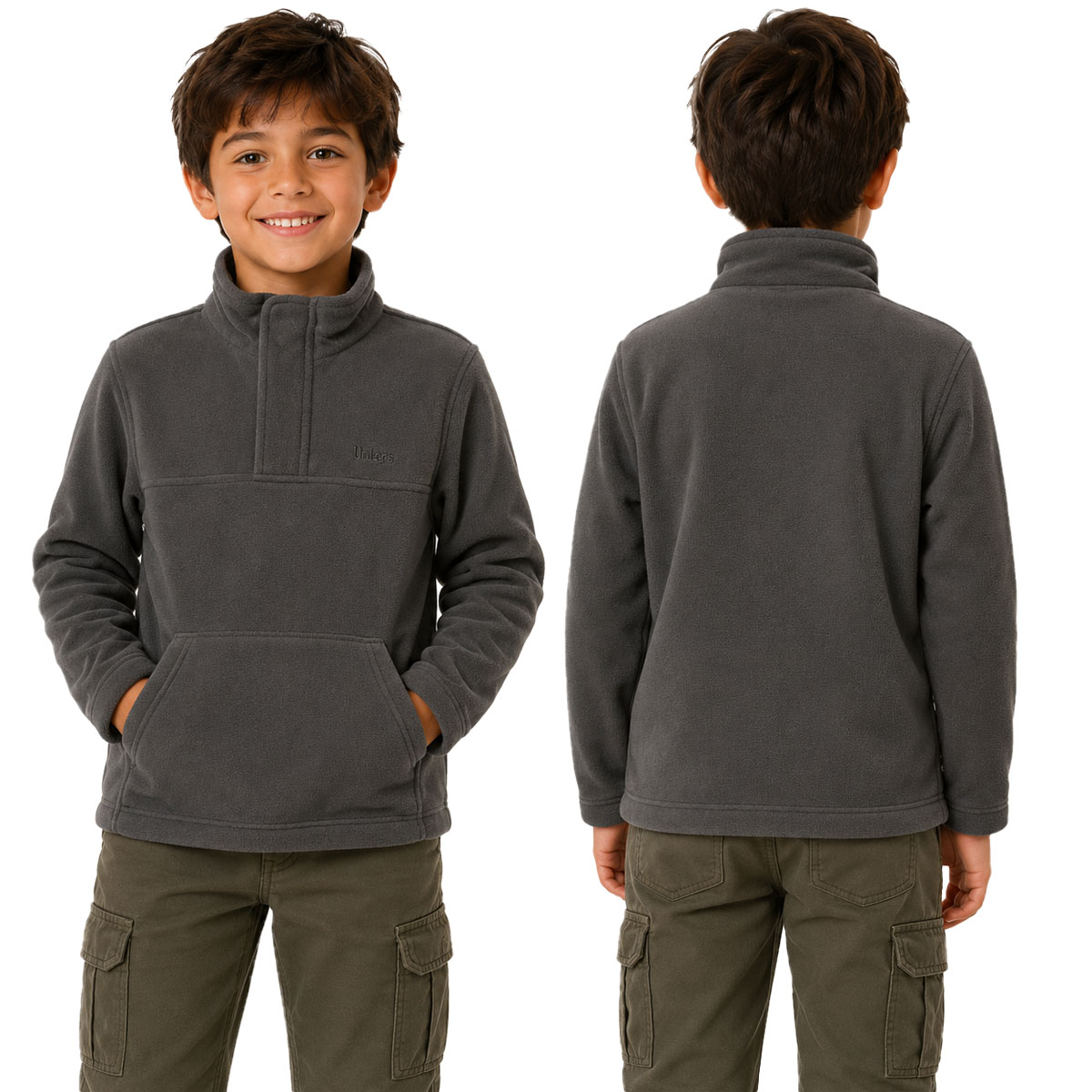 Maglia maglietta pile bambino bambina invernale calda neve comoda tasche - Personalizzabile con il tuo logo
