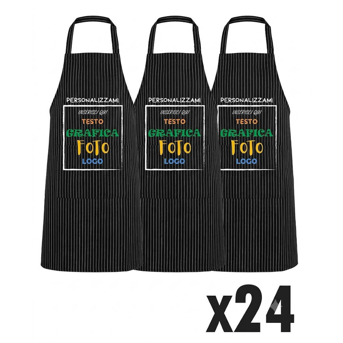 Stock 24 Grembiuli Professionali Personalizzabili Fratelliditalia - Modello Regular Fit Traspirante Antipieghe con Tasche