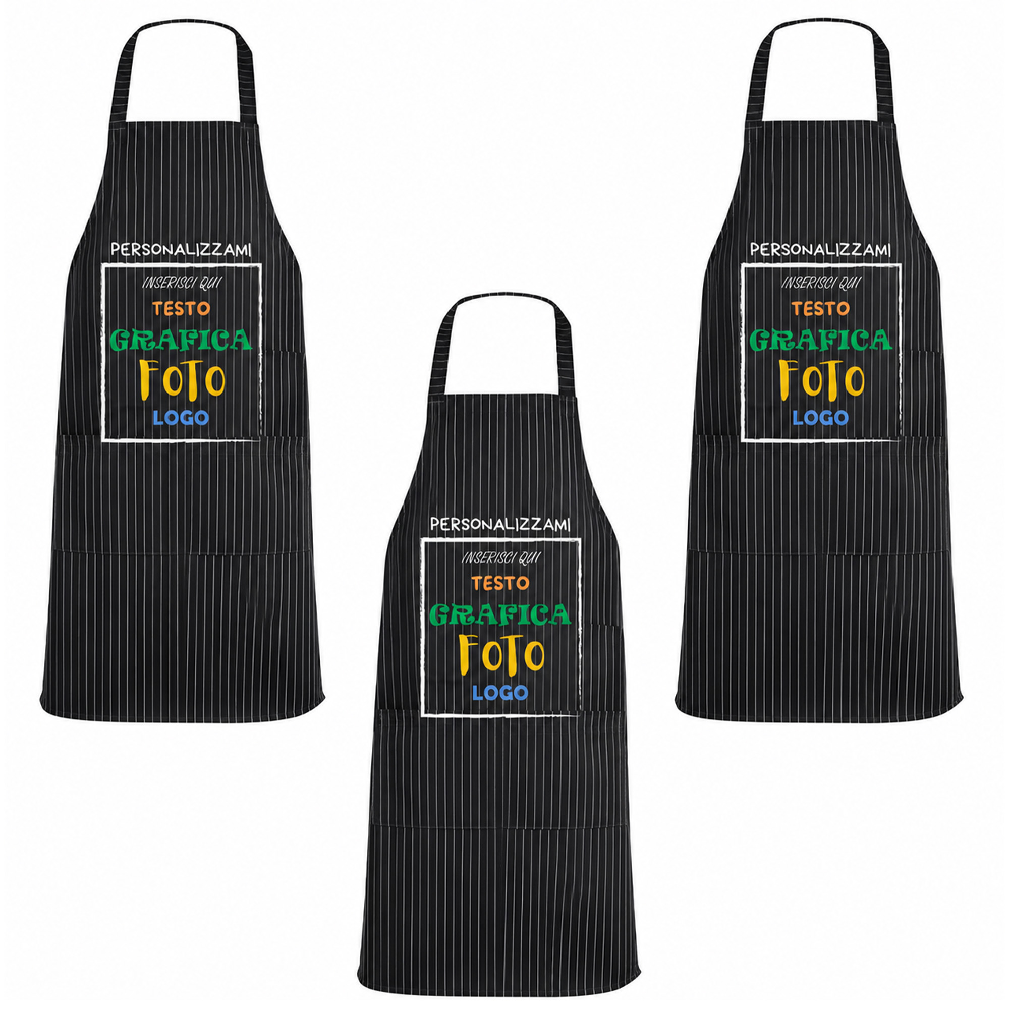 Kit 3 Grembiuli Professionali Personalizzabili Fratelliditalia - Paravanti Traspiranti Regular Fit con Tasca - Made in Italy