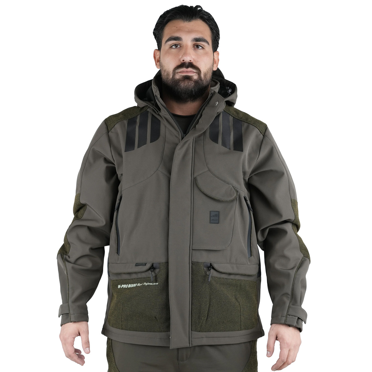 Giacca Softshell giubbotto foderato in pile cappuccio staccabile caccia uomo