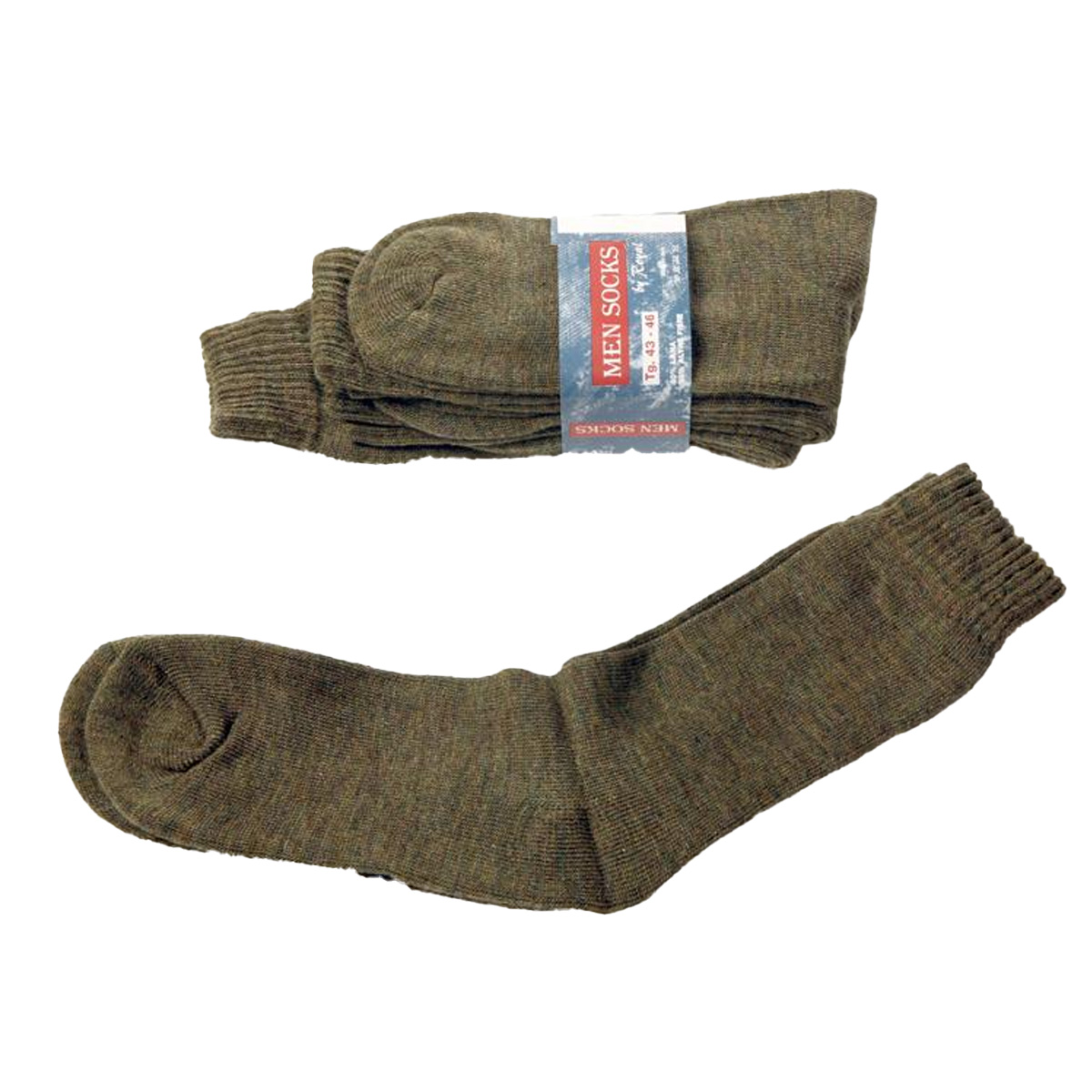 Calza calzini spugna sport corti lana acrilico verde mimetico blu 5 paia