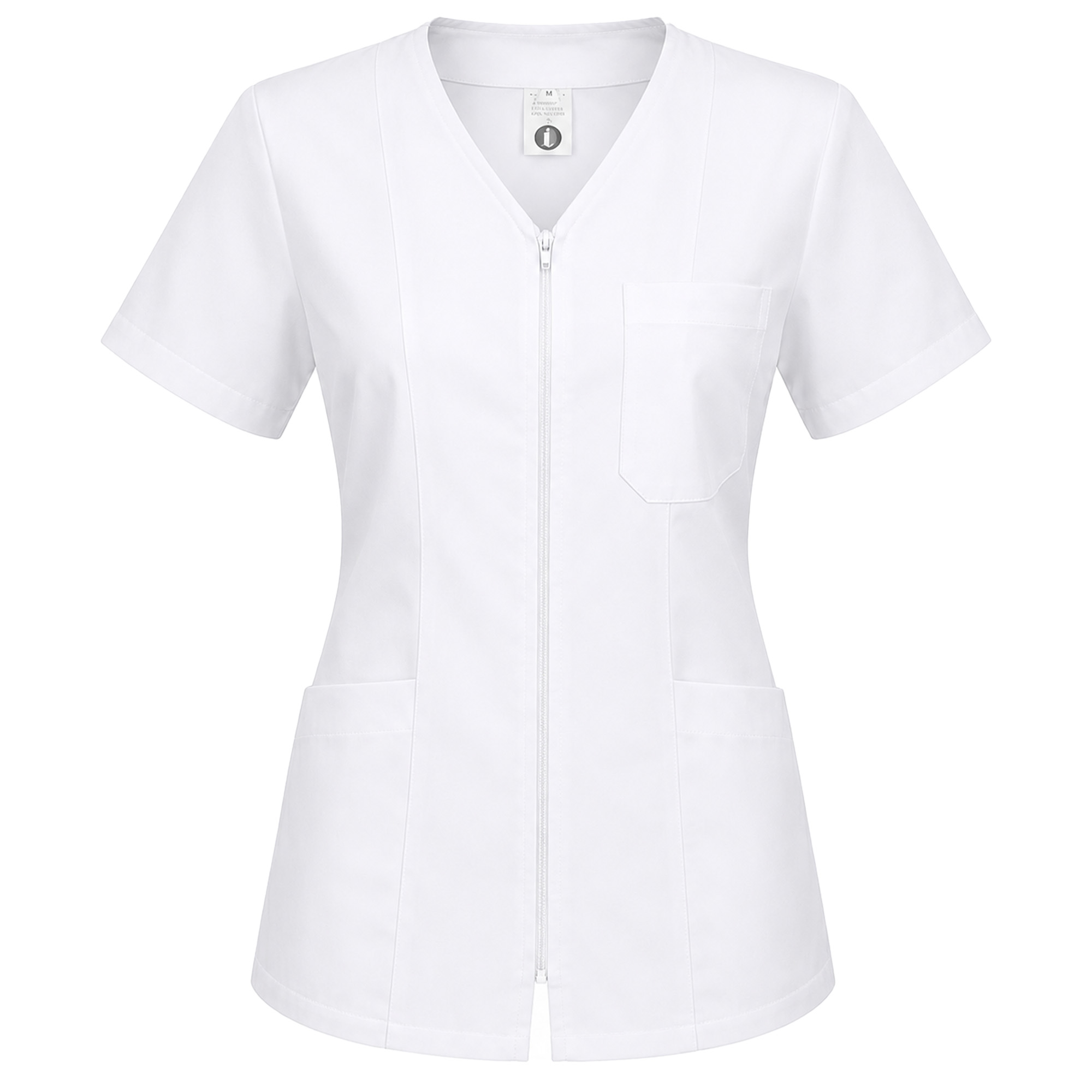 Camice donna abbigliamento lavoro maniche corte estivo zip cotone estetista - Personalizzabile con il tuo logo