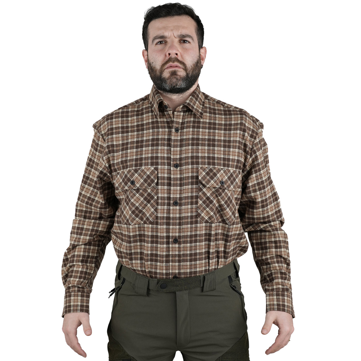 Camicia uomo montagna caccia flanella tasche invernale quadri boscaiolo