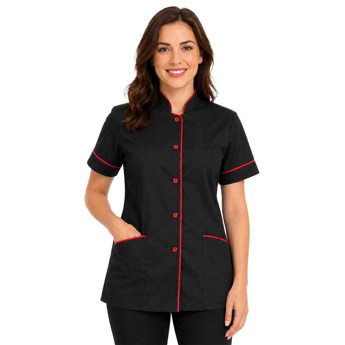 Giacca donna chef maniche corte cucina cuoca ristorazione bianca nera lavoro
