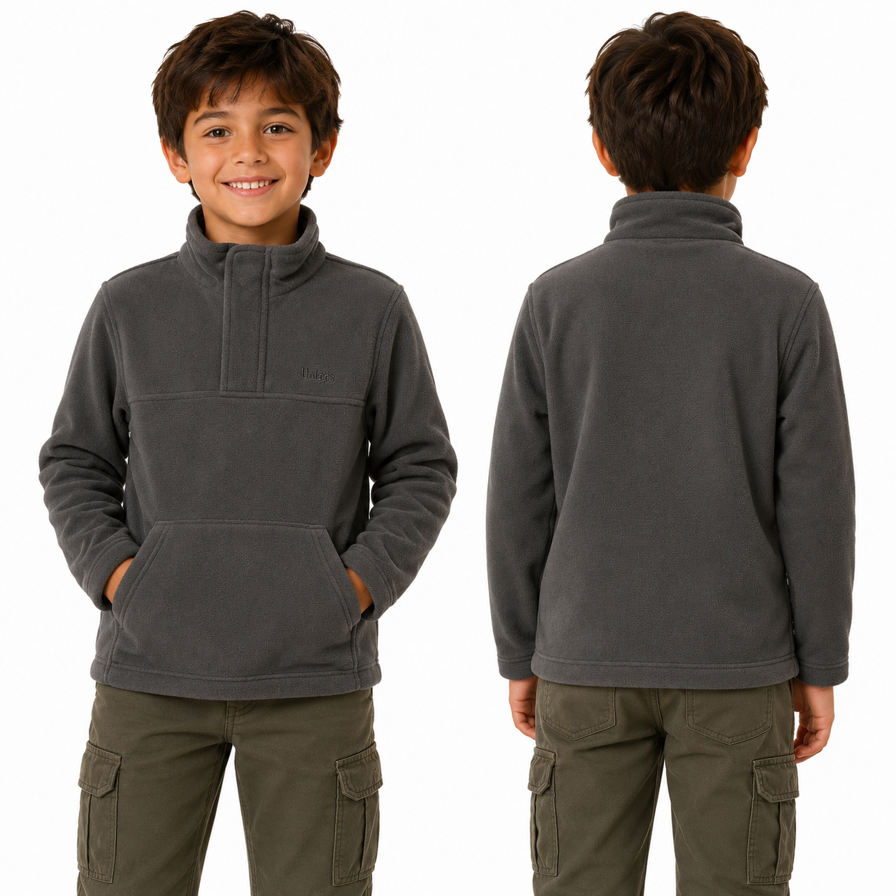 Maglia maglietta pile bambino bambina invernale calda neve comoda tasche - Personalizzabile con il tuo logo