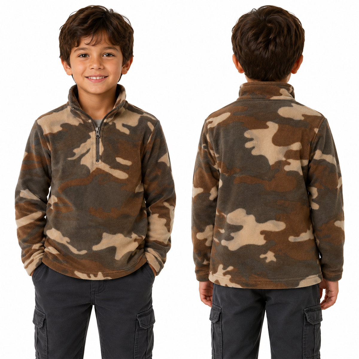 Maglia maglione felpa bimbo bambino pile invernale calda militare mimetica baby