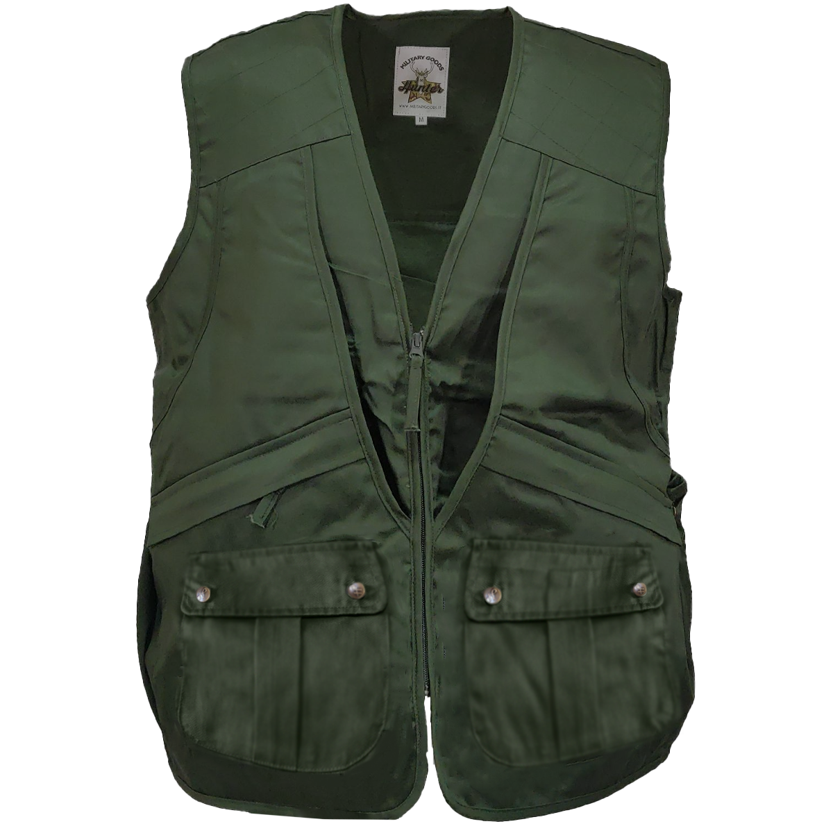 Gilet smanicato tasche cotone mimetico verde Personalizzabile con il tuo logo