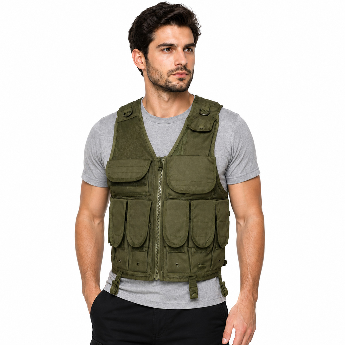 Gilet tattico bearing m16 softair airsoft tactical regolabile tasche proiettili
