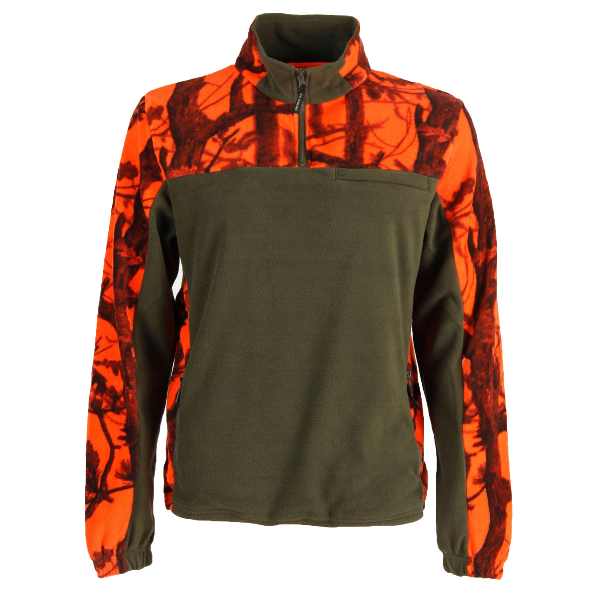 Maglia maglione pile antipilling arancio caccia neve cinghiale zip - Personalizzabile con il tuo logo