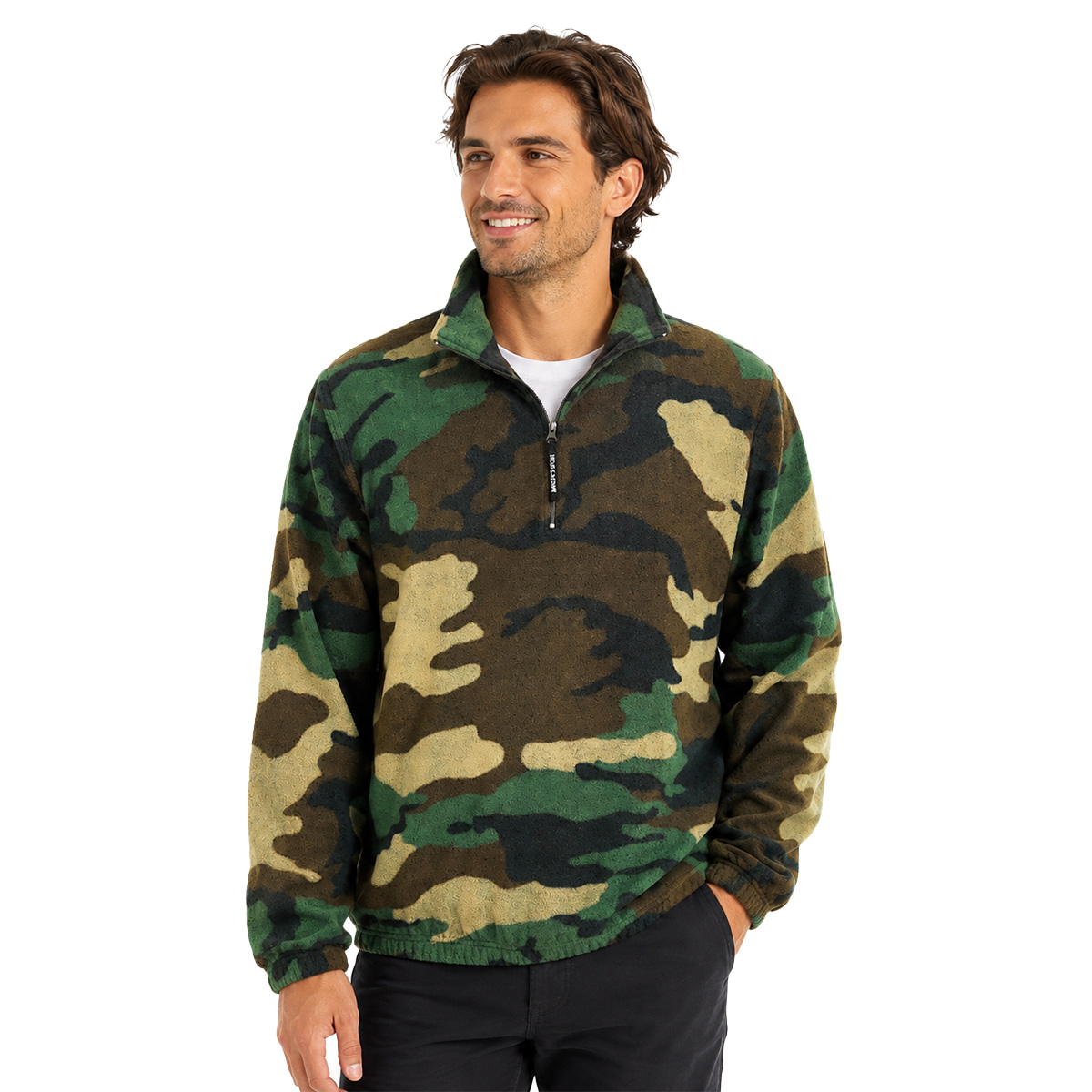 Felpa maglia maglione uomo pile zip mimetico caldo caccia neve invernale - Personalizzabile con il tuo logo