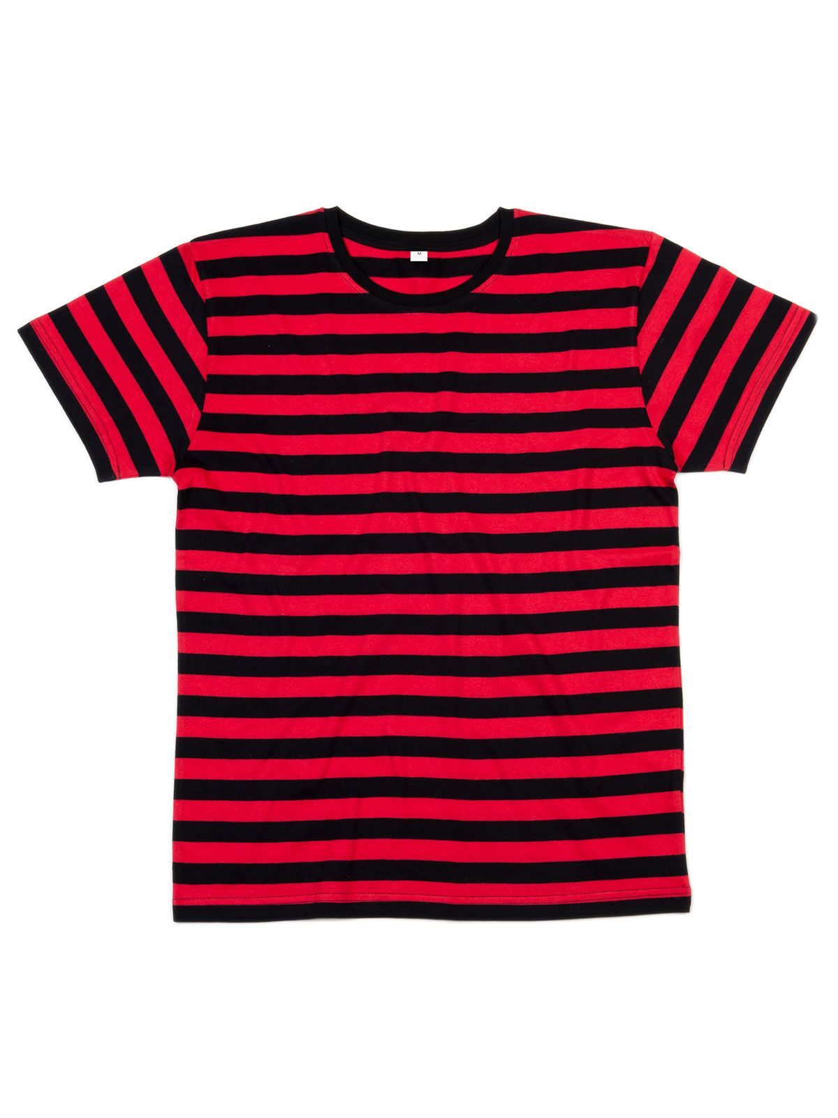 T-shirt in Jersey girocollo, tinta in filo con stampa a righe. Cucitura a doppio ago