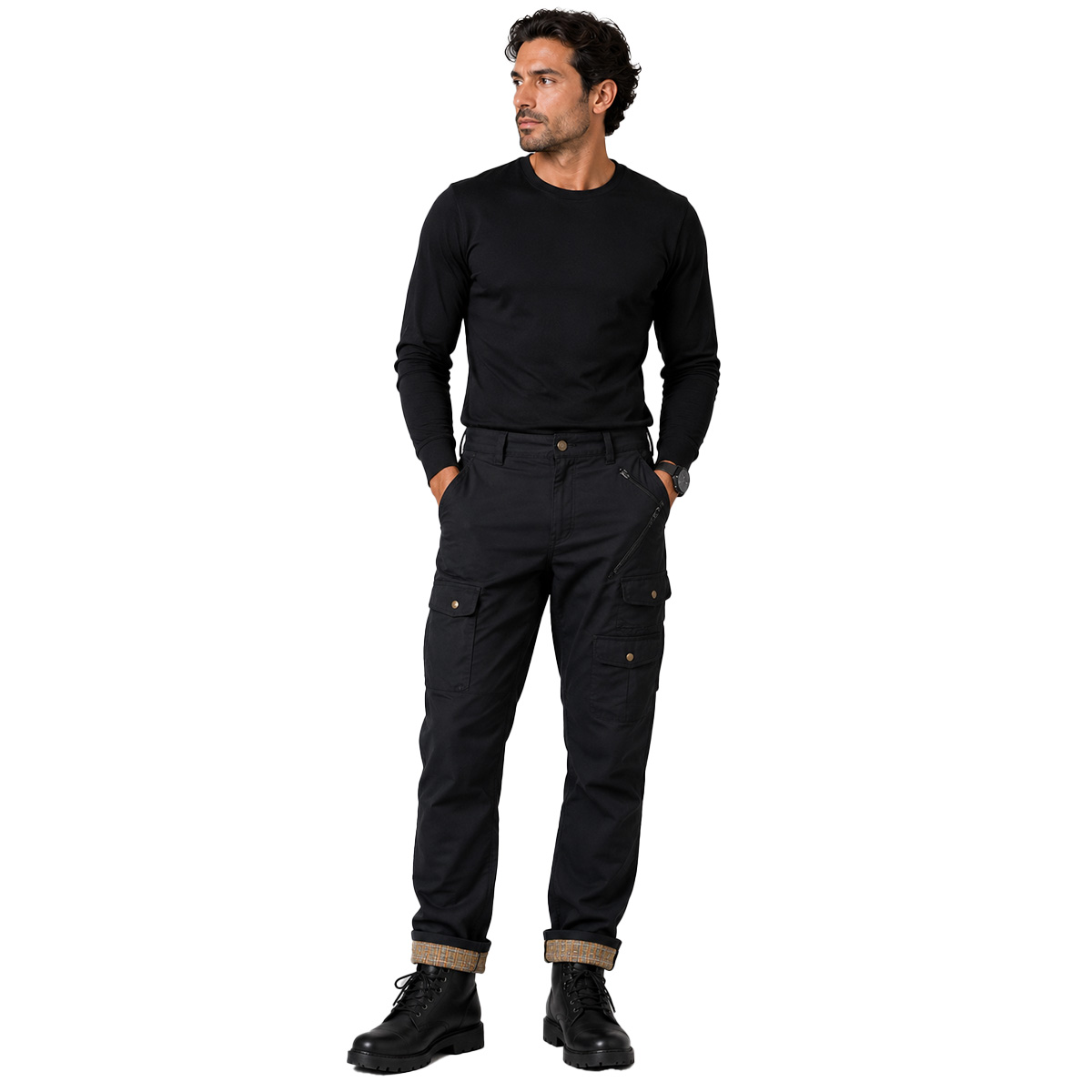 Pantalone pantaloni uomo pesca caccia sfoderato zip verde mimetico blu bosco