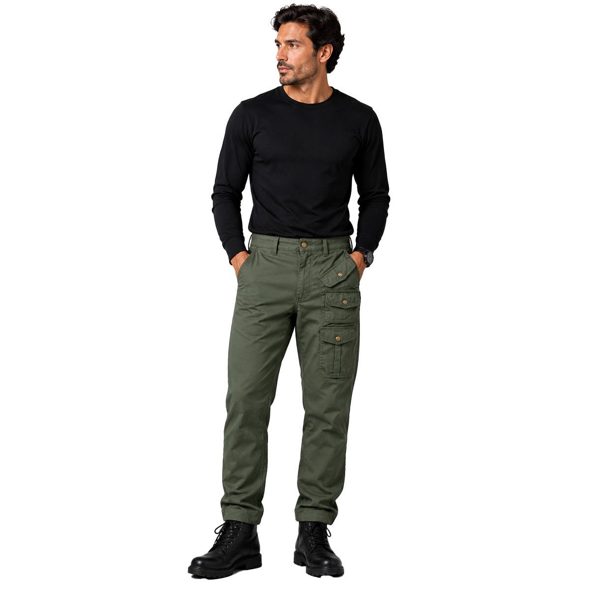 Pantalone pantaloni uomo pesca caccia sfoderato zip verde mimetico blu bosco