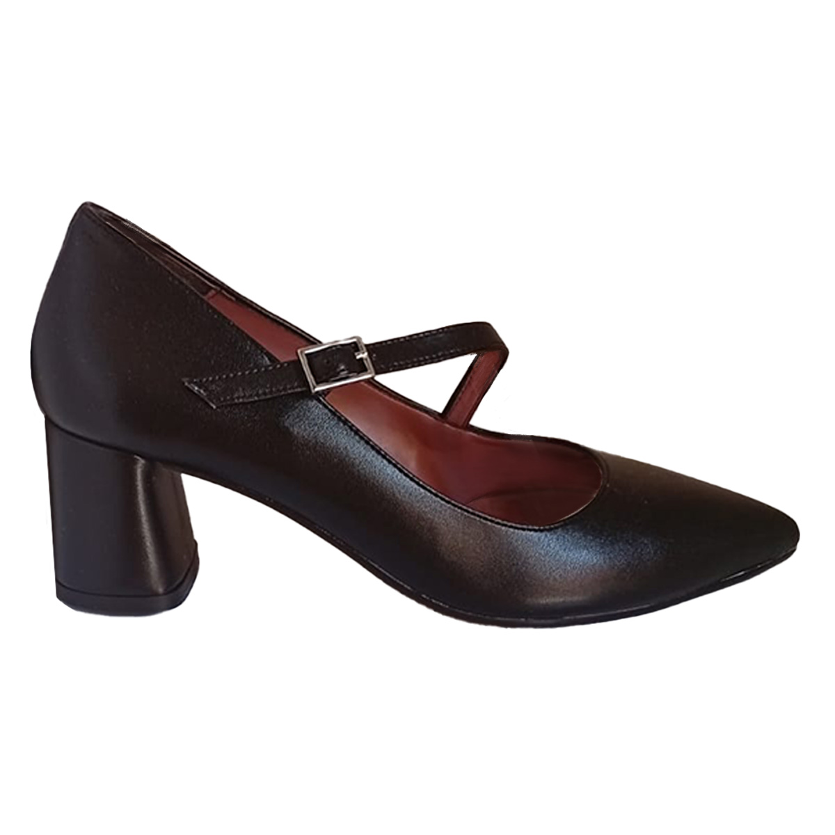 Women\'s LUNA dress shoe made in Italy with a medium heel in faux leather with a leather lining, available in various colors.