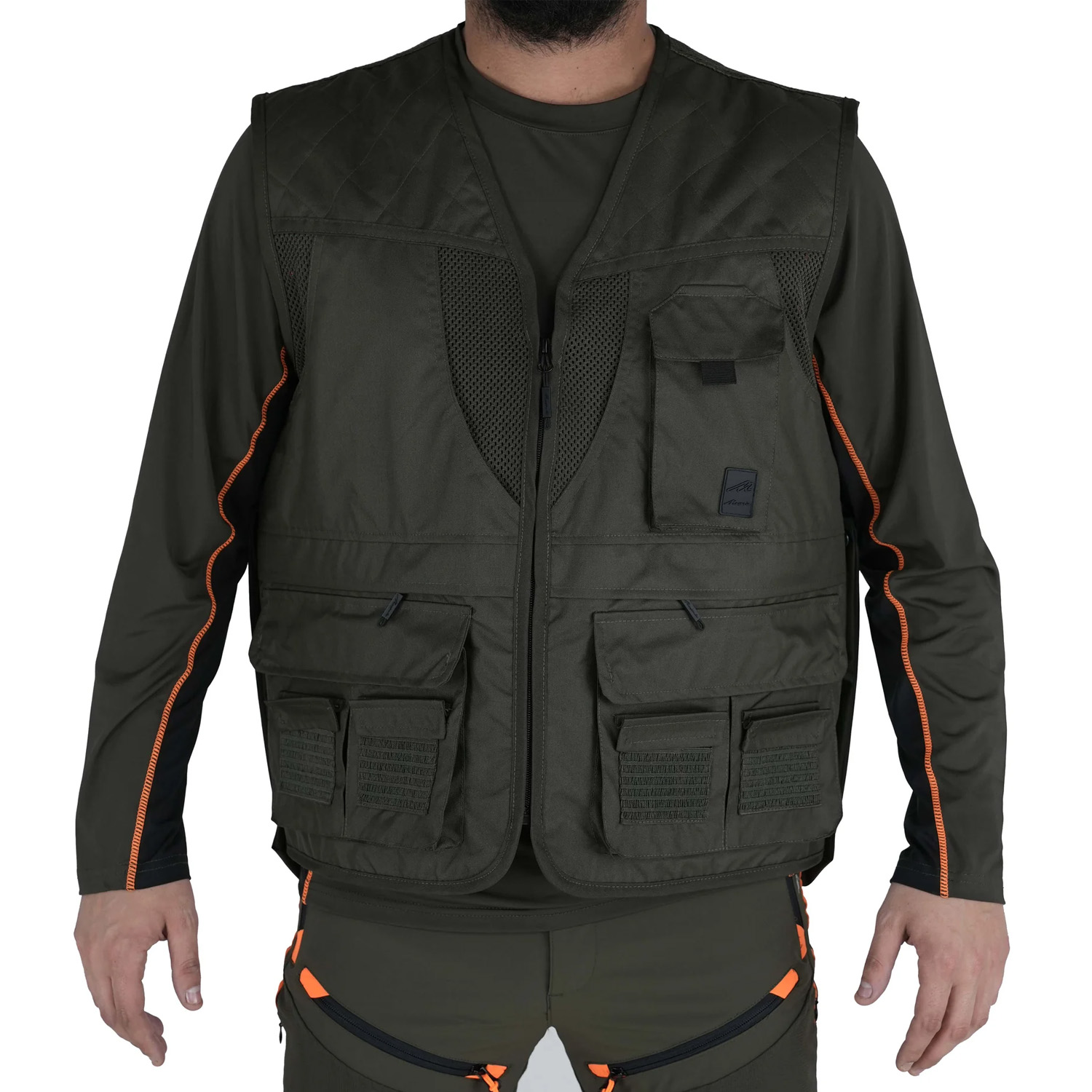 Gilet smanicato carniere membrana M-tex impermeabile caccia tascone posteriore staccabile