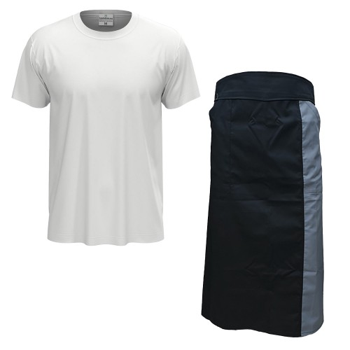 Kit con Grembiule e t-shirt per barista e cameriere made in italy Disponibile in diverse taglie e colori