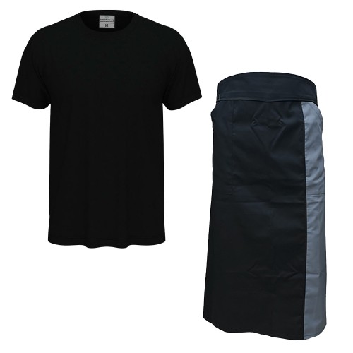 Kit con Grembiule e t-shirt per barista e cameriere made in italy Disponibile in diverse taglie e colori