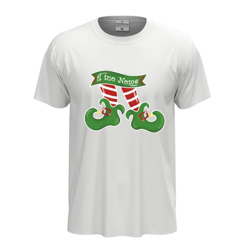 T-shirt natalizia uomo con disegno a tema festivo personalizzabile, ideale per le festività