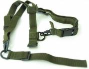 Cinghia softair royal 3 punti verde moschettoni in metallo clip sgancio rapido