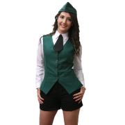 Vest woman bartender working the bar, restaurant room, hotel maid