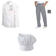 WeiÃer Herrenanzug aus Kochjacke und Kochhose mit HutgrÃ¶Ãen von XS bis XXL. Anpassbar mit Ihrem Logo