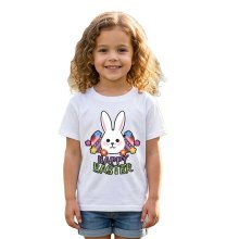 T-Shirt maglia mezza manica bambino unisex a manica corta PASQUA ""HAPPY EASTER"