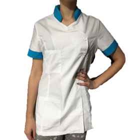 Coat jacket woman cook, work clothes pastry cake buttons, wh