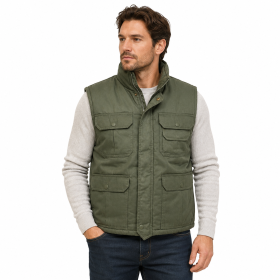 Gilet smanicato uomo imbottito tasche caccia invernale trapuntato cerniera moda