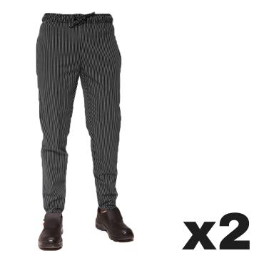 Set 2 pezzi Pantalone Gessato Unisex Professionale Chef Cuoc