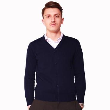 Maglia cardigan maglione bottoni invernale lana acrilico blu
