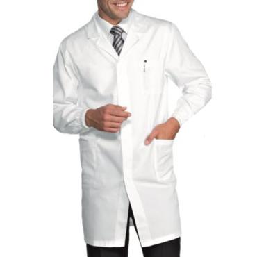 Camice uomo dottore bottoni automatici clip bianco cotone sg