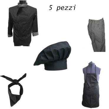 Divisa giacca pantalone cuoco cappello grembiule ristorante 