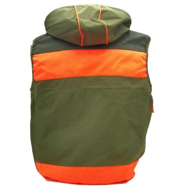 Gilet caccia verde elastico tasche impermeabile cappuccio si