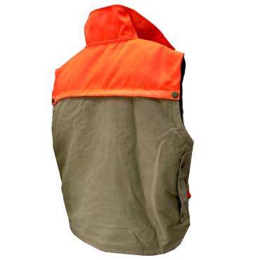 Gilet smanicato cerato caccia arancio verde carniere cotone 