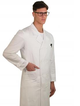 Camice doppio petto uomo bianco ospedaliero medico dottore f